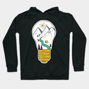 Mountains in a lightbulb creative handdrawn Gift Hoodie